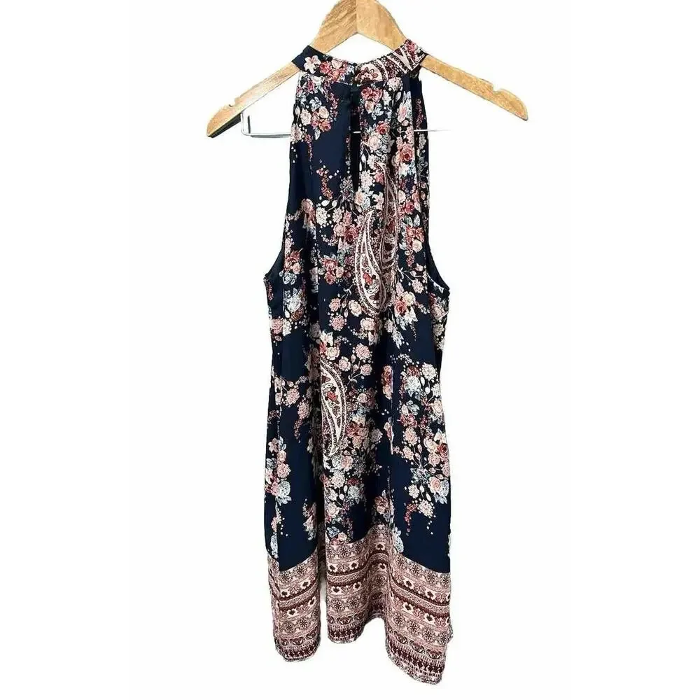 Altar'd State Dress Size LARGE Black Boho floral Halter Sleeveless maxi - Picture 2 of 8